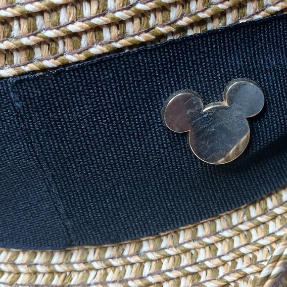 Disney Parks Exclusive Unisex Adult O/S Gold Mickey Mouse Straw Fedora Hat - Picture 4 of 6